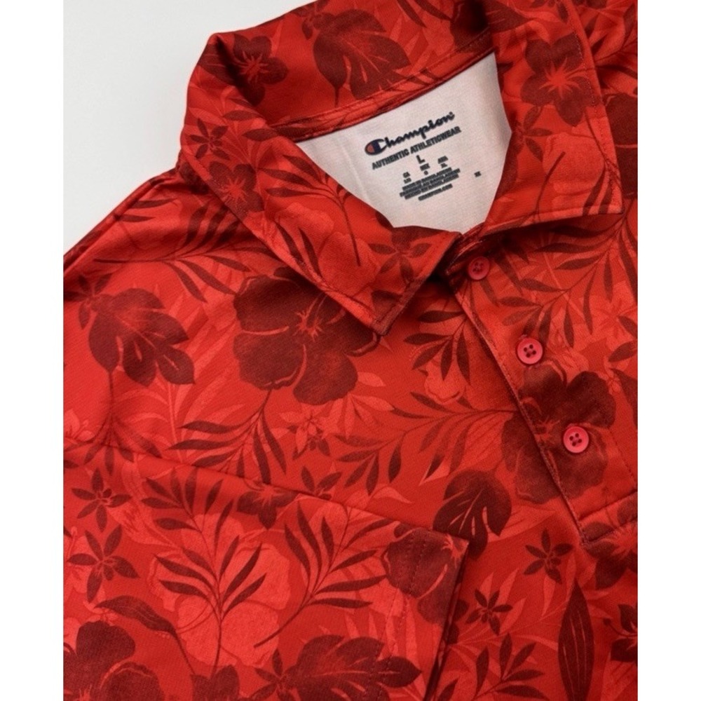 Champion Georgia Bulldogs Men's NCAA Floral Hawaiian Polo Shirt Red Size Large